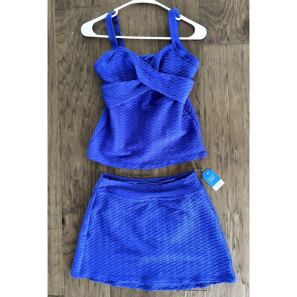 Lands' End Textured Royal Blue Women's Two-Piece Bathing Suit Size 4